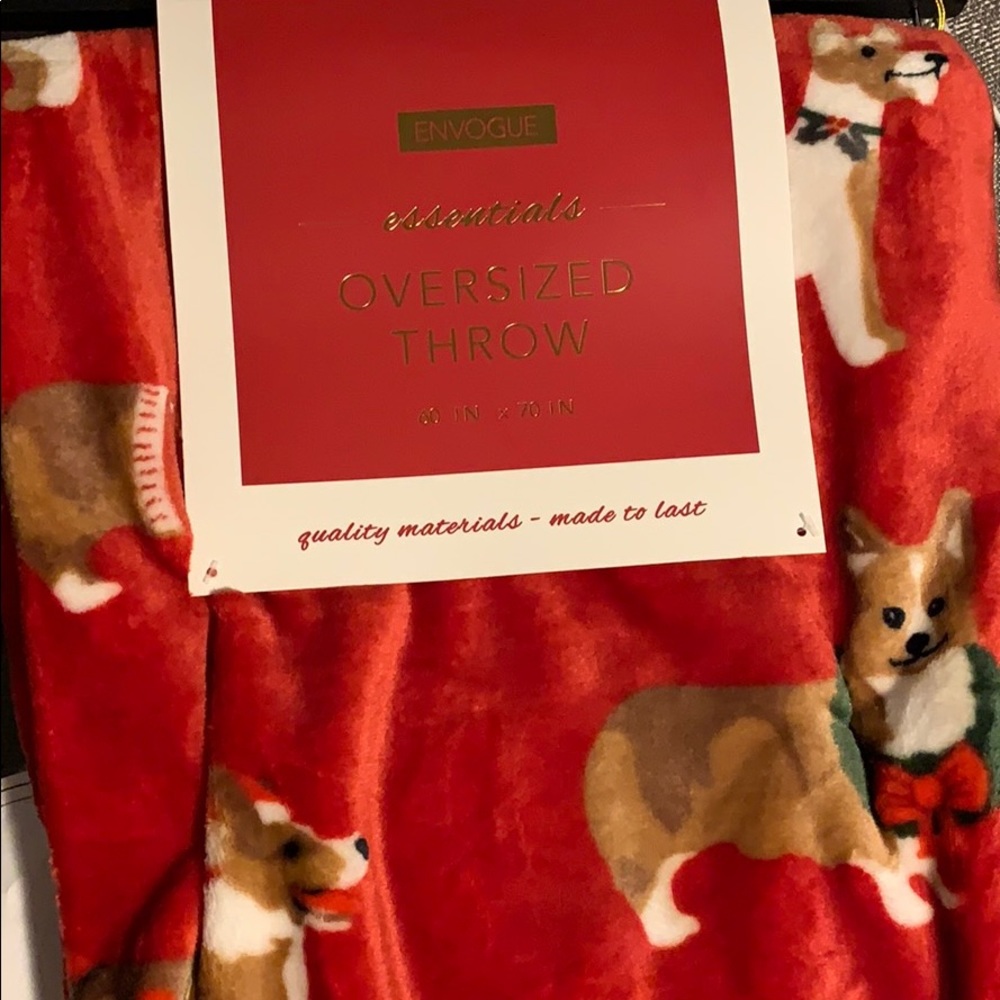 Envogue holiday oversized corgi throw 60” x 70”